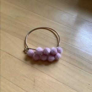 Pink Pom Pom Gold Plated Charm Bracelet